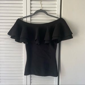 John + Jenn Off The Shoulder Black Blouse